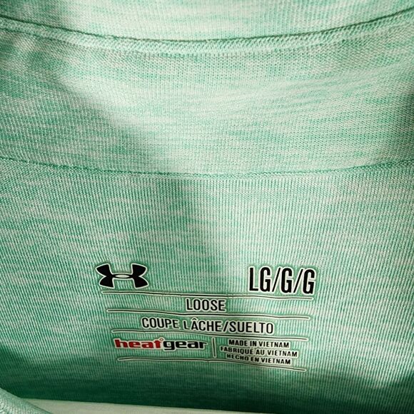2 Under Armour Golf Polo Shirts Men L Loose Fit Heatgear Stonecreek Logo Green - Picture 7 of 12